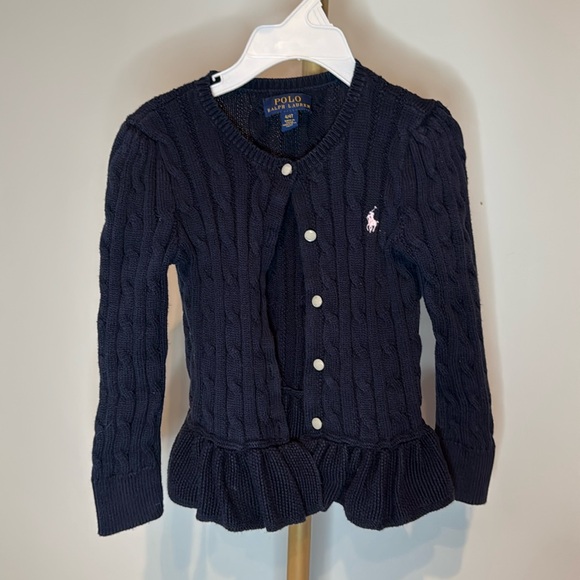 Polo Ralph Lauren Other - Ralph Lauren POLO Girls Sweater Size 4/4T Combed Cotton Peplum Cardigan